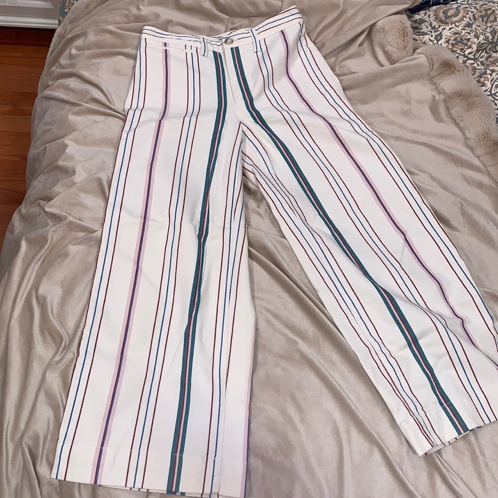 Madewell Wide Leg Cropped Stripe Jean